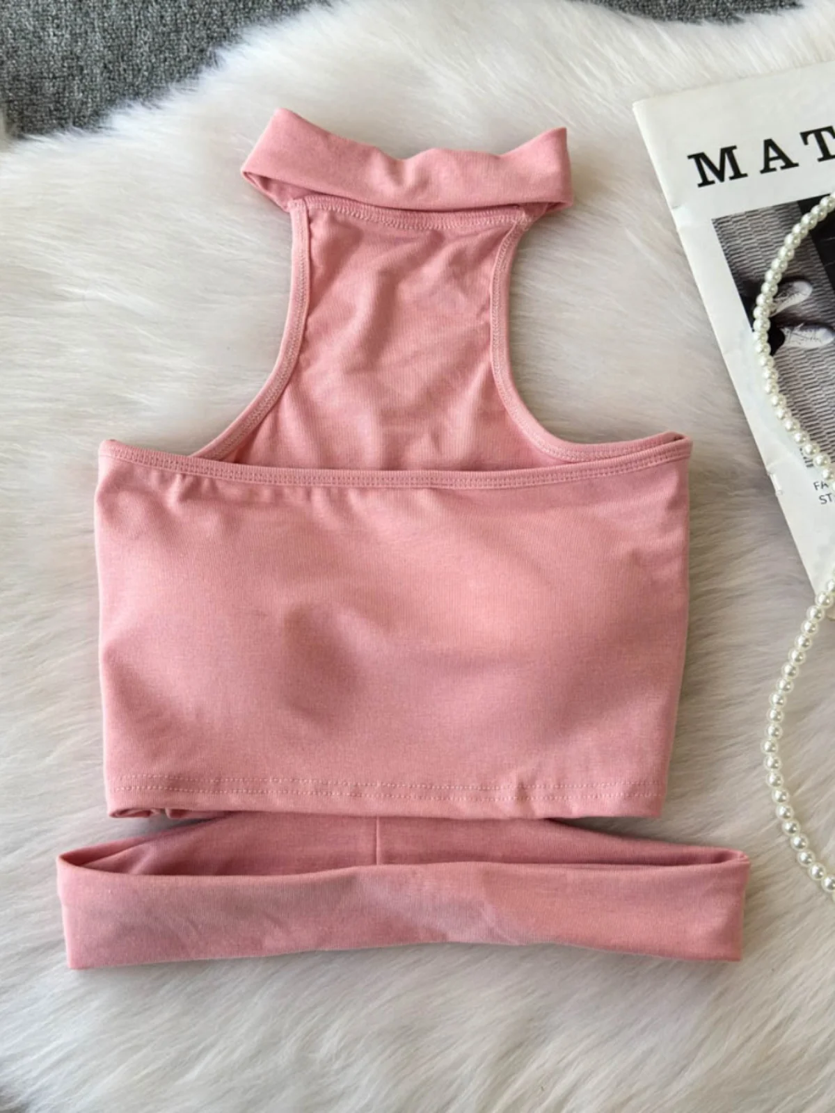 Damski wyszczuplający crop top, odzież wierzchnia, sportowa koszulka, ażurowa, gładka, wiosenno-letnia, seksowna kamizelka w stylu \"pure desire\".