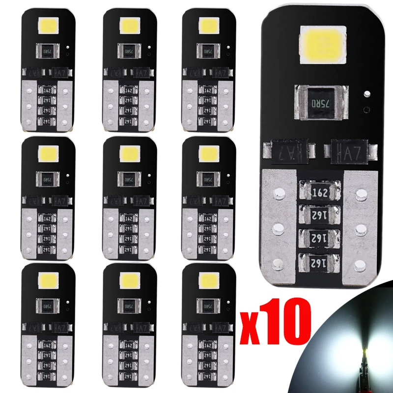 

10pcs T10 2835 W5W LED Car Interior Light Canbus No Error License Plate Light Tail Bulb Width Lamp Universal Car Signal Lights