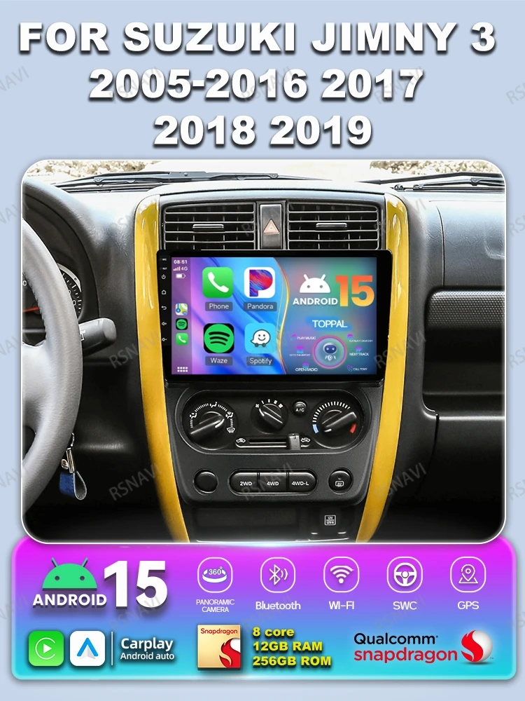 راديو السيارة أندرويد 15 لسوزوكي جيمي 3 2005-2017 2018 2019 BT DSP Autoradio QLED DVD الوسائط المتعددة كوالكوم اللاسلكية Carplay Auto #2