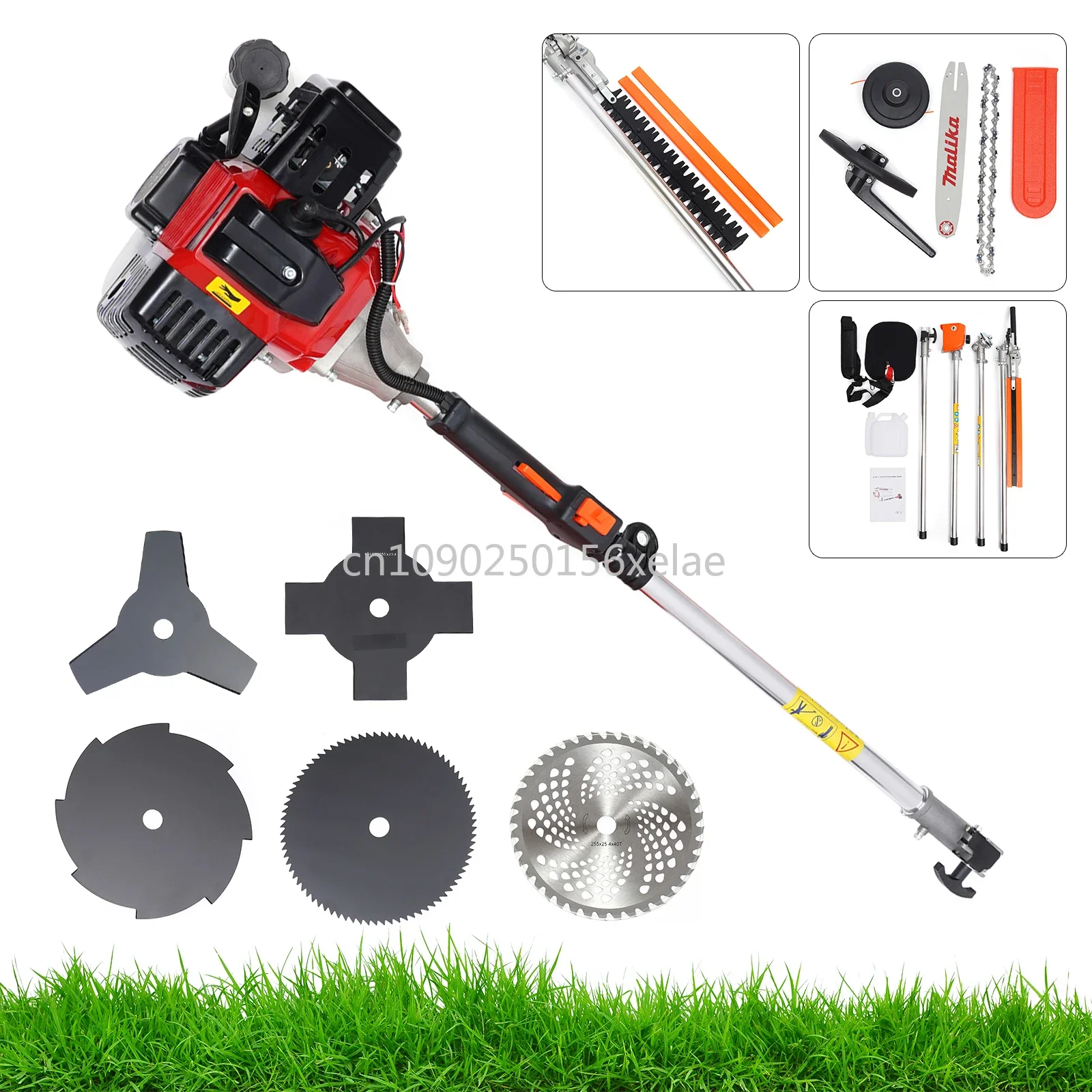52cc 2 จังหวะ Hedge Strimmer เบนซินเครื่องตัดแปรงหญ้า Wacker Weed Eater เครื่องตัดหญ้า Yard Pruner 10 In 1