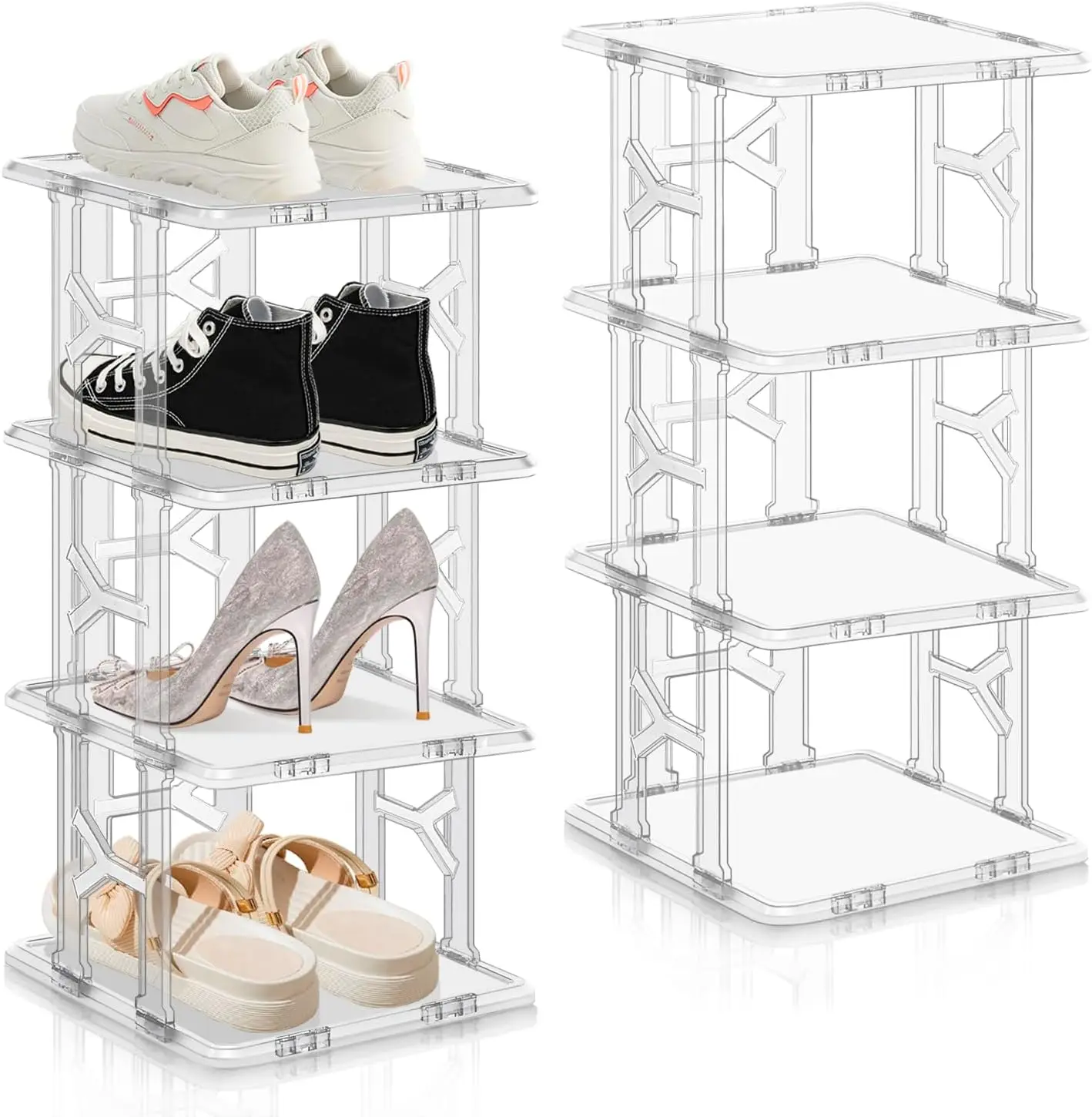 

Shoe Rack - Plastic Vertical Shoe Organizer, 8 Tier Space Saver for Entryway and Closet