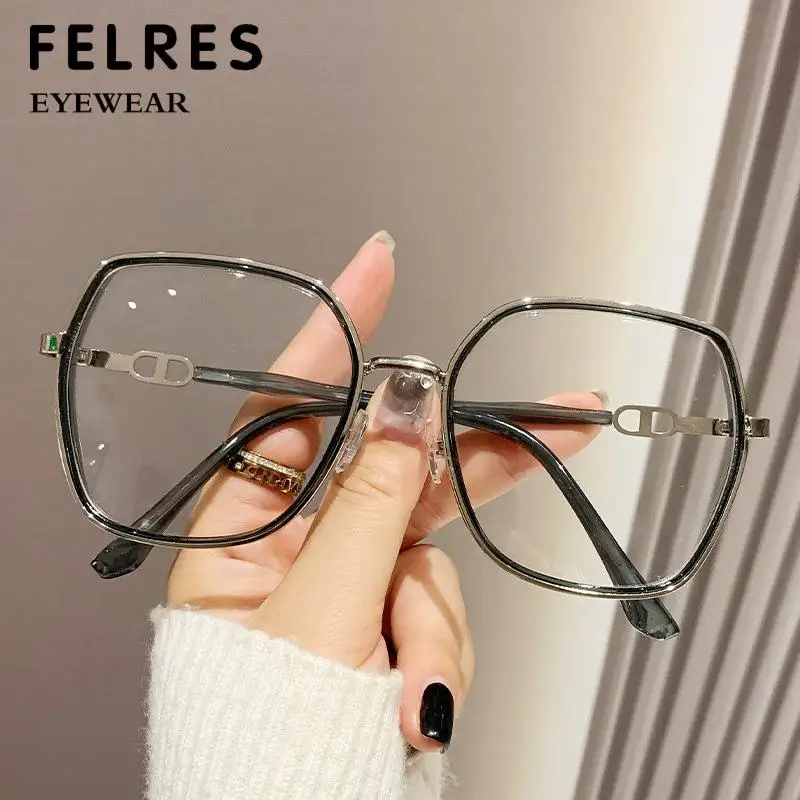 New Vintage Square Metal Frame Reading Glasses Fashion Women Optical Eyewear Anti Blue Light Prescription Presbyopic Glasses