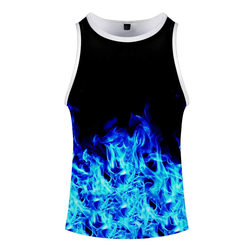 Colorful Flame mens tank tops shirt summer gym vest sleeveless shirts bodybuilding tank top men fitness clothing