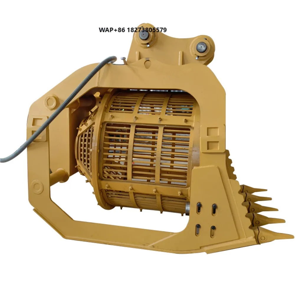 Excavator attachments - Rotating screening bucket - Mesh size customizable - Multi-purpose in one unit