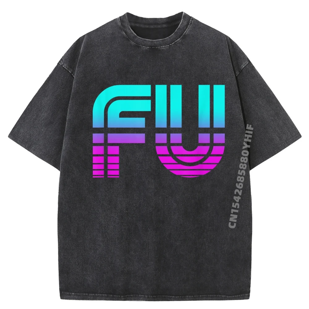 

Fu Sunset Aqua To Purple White T Shirt Men Original Mens T-Shirts Retro Washed Tshirt Mens Printed Clothes