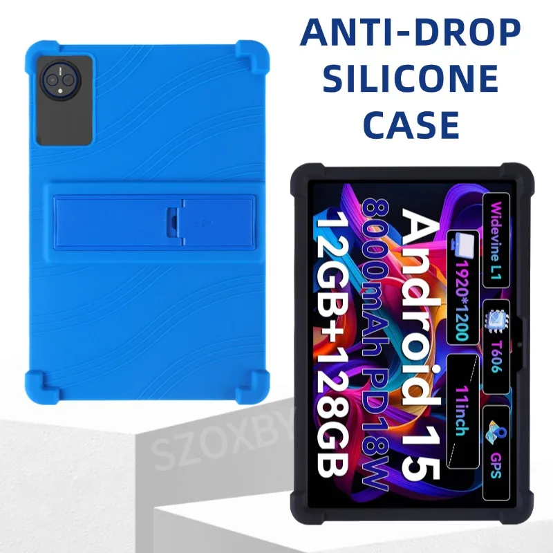 

For Headwolf WPad7 11inch Tablet Case Shockproof Cover Adjustable Stand 4 Corners Soft Silicon Stand Protective Shell