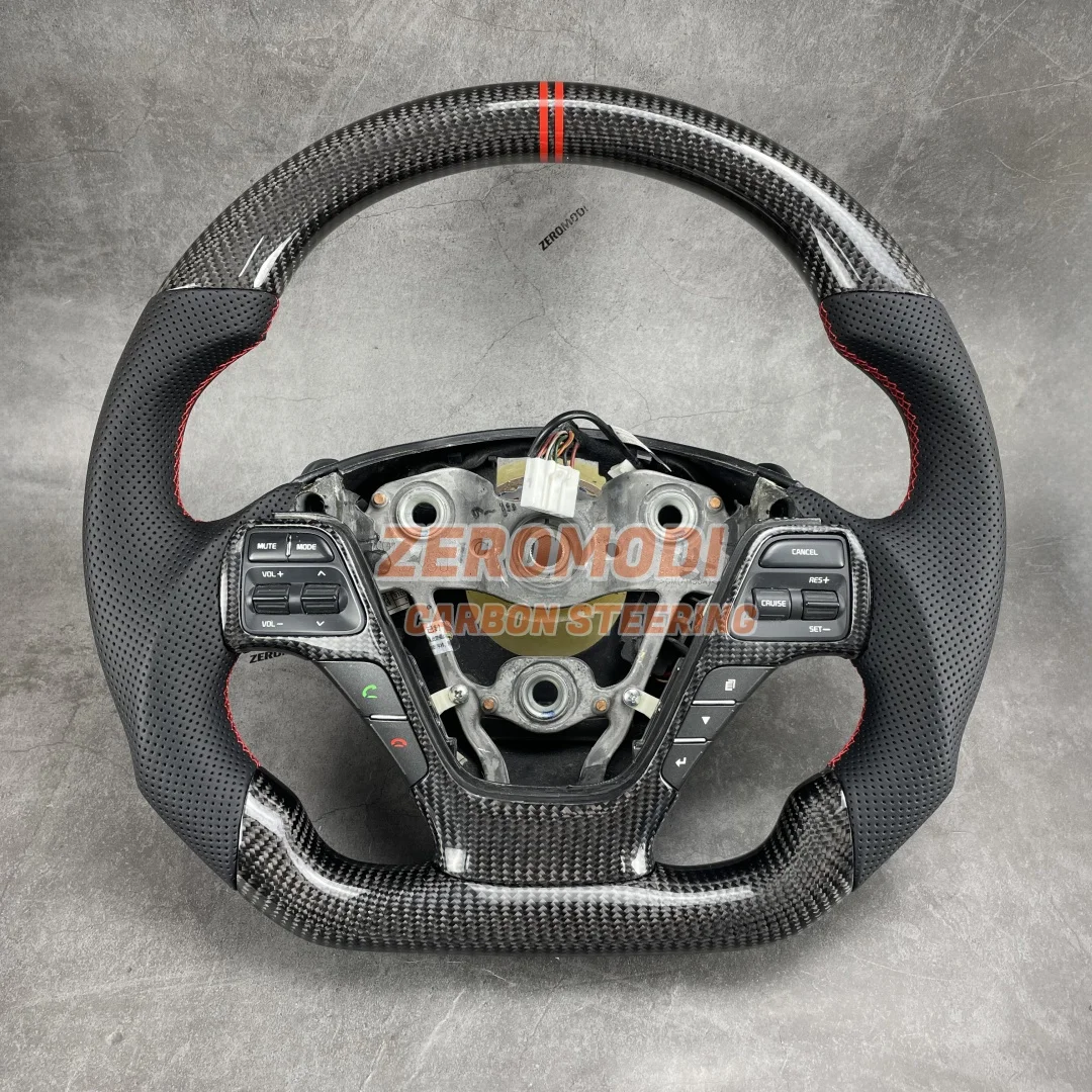 

Руль с плоским дном из перфорированной кожи и карбона для KIA K2 K3 K3S 2015-2017, модифицированные автозапчасти