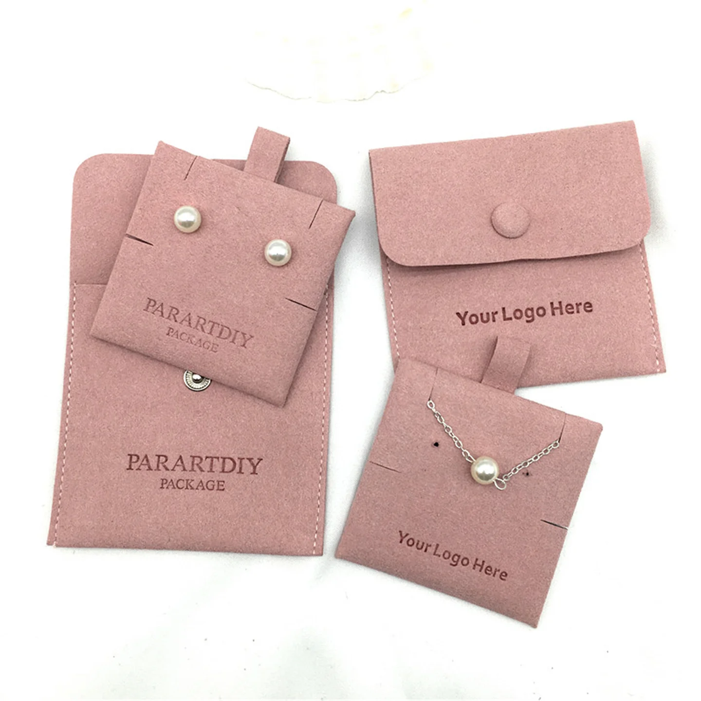 20/50/100/500 sets black microfiber jewelry bags with buttons earrings necklaces insert cards custom logo fashion bags