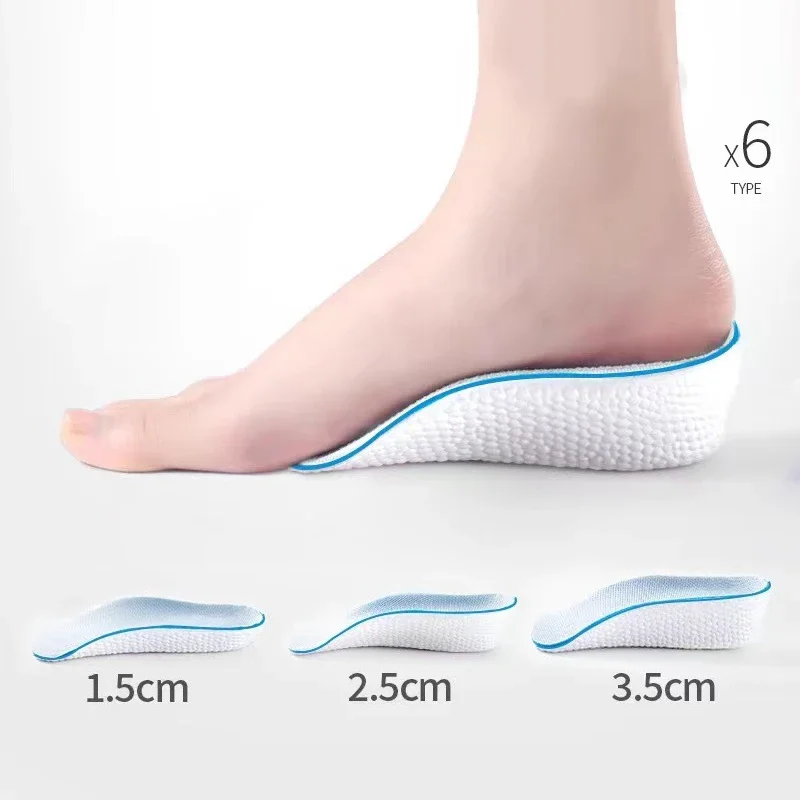 Height Increasing Insoles Flat Feet Arch Support Orthopedic Half Size Cushion High Elastic Soft Anti-odor Heel Lift Shoe Pads