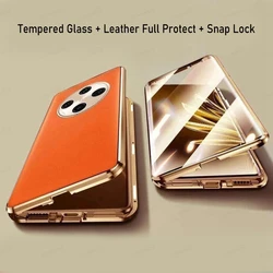 Magnetic Glass Case For OPPO Find X8 Pro 5G 360° Tempered Glass Leather Phone Cover For OPPO Find X8 Pro Lens Protection Shell