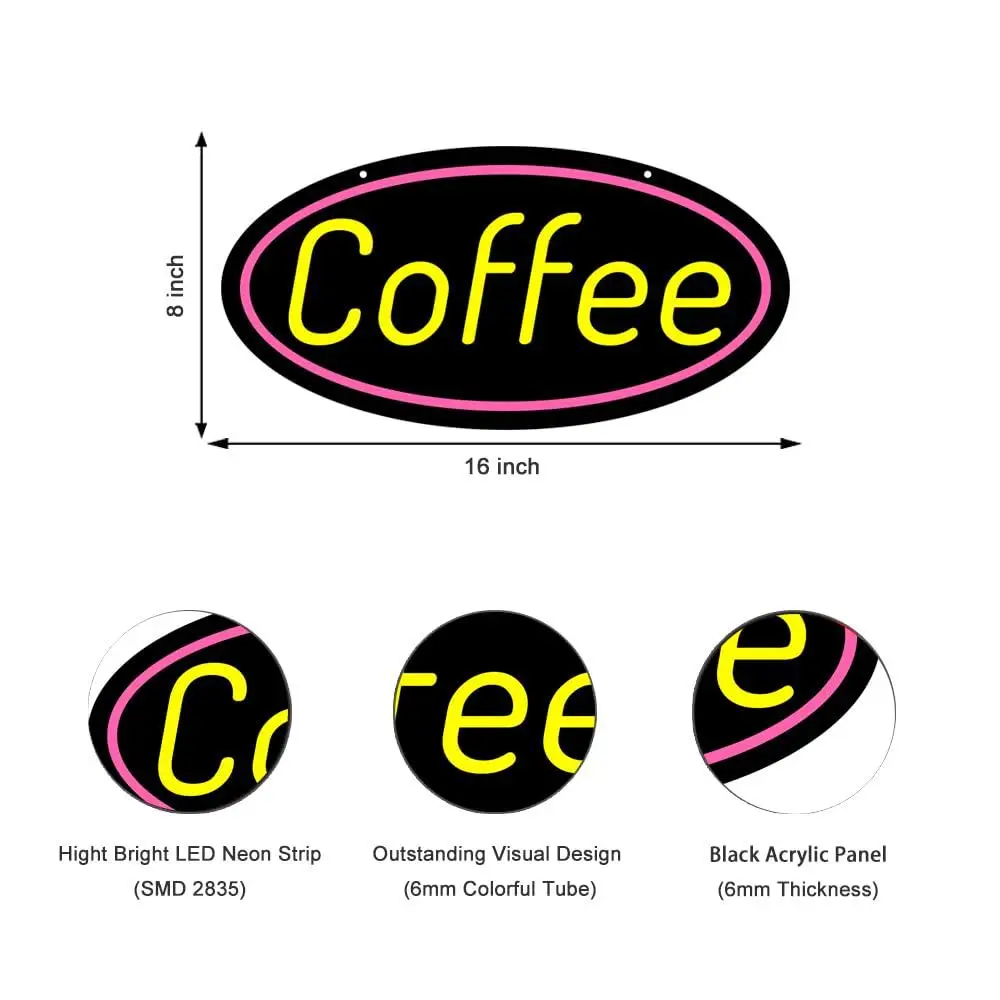 Coffee Neon Sign USB Dimmable LED Lights For Cafe Shop Bakery Casual Dining Store Wall Art Decor Signboard Light Creative Gifst