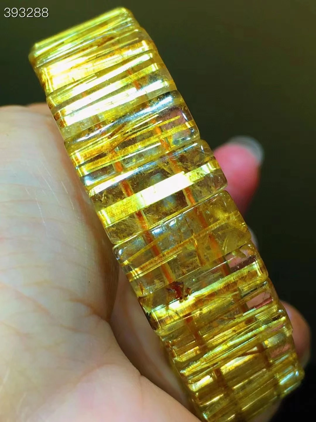 Natural Gold Rutilated Titanium Quartz Bracelet Woman Men 16.2x7x6mm Wealthy Stone Bangle Clear Beads Crystal Charms AAAAA