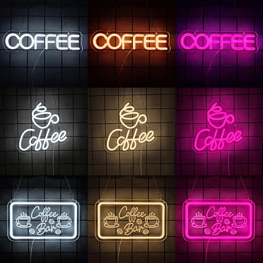 Coffee Neon Sign,Coffee Bar LED Neon Light Sign for Cafe Wall Art Decor,USB Neon Sign for Coffee Station Shop Kitchen Party Gift
