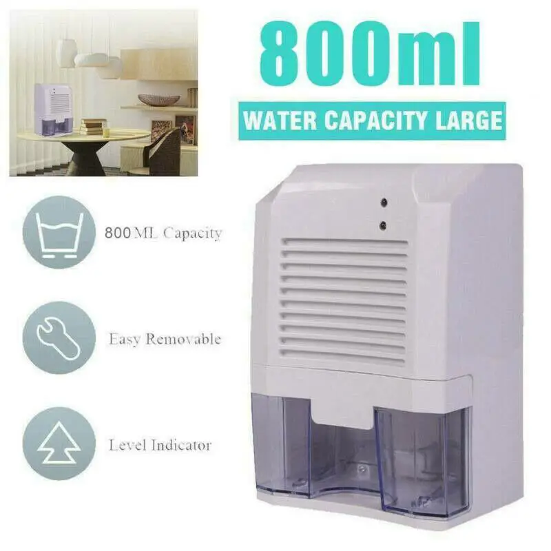 Electric Mini Dehumidifier Portable 800ML Air Dryer For Bathroom Basement Kitchen Office Absorbing Caravancar RV Garage