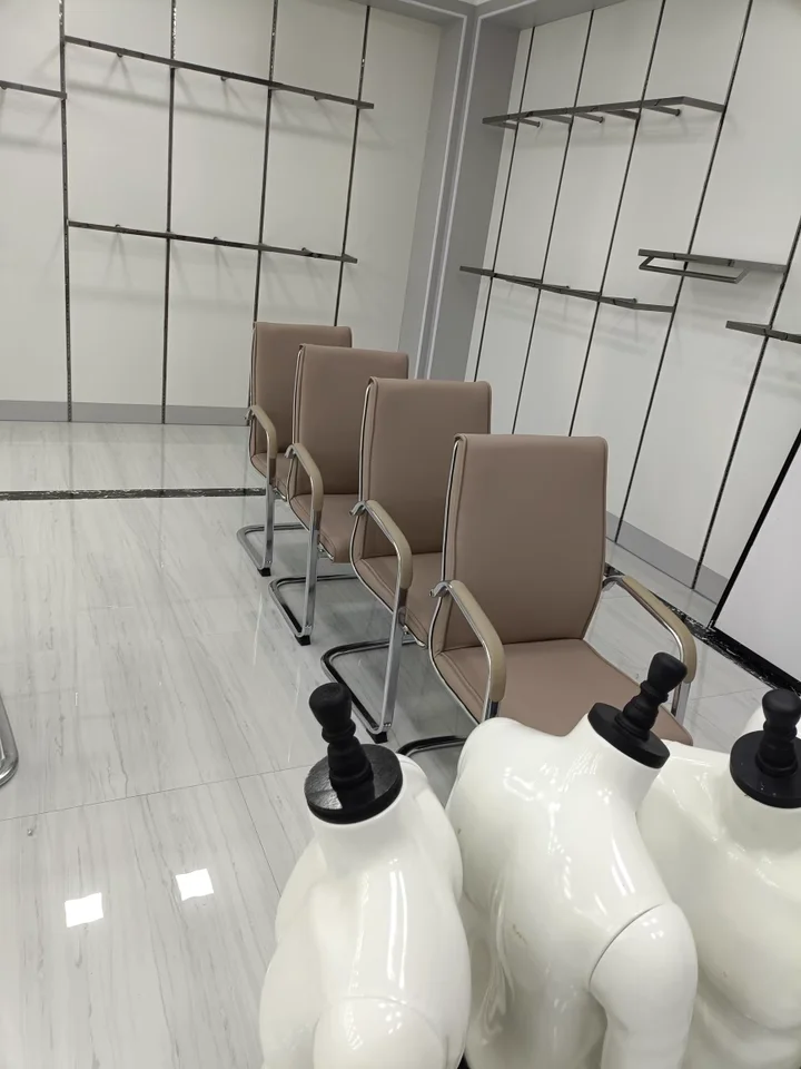 Modern and Simple Stainless Steel, Office Chair Fixed Armrest Conference Chair, Leather Back Meeting Chair