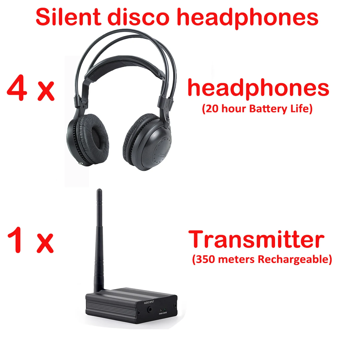 Deep Bass Classical Silent Disco Wireless Headphones 4 Pcs Bundle for Family House Parties Meeting