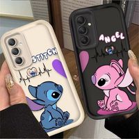 Disney Stitch Angel Lovely Couple Creative Phone Case For Samsung A 14 15 S 21 22 23 24 25 35 52 53 54 5G Plus Y2K Kawaii Cover