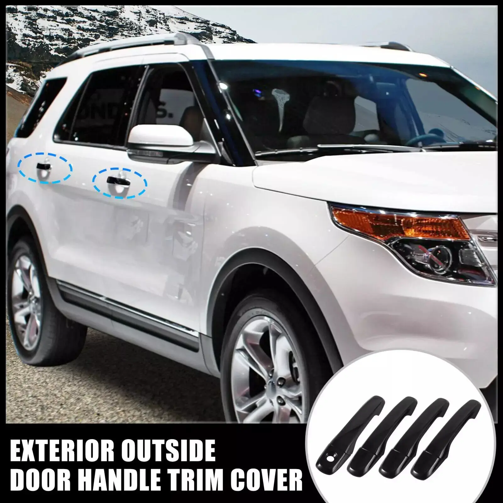 For Ford Explorer 2011-2019 Carbon Fiber Style Chrome Car Door Handle Cover Sticker Trim Cap Accessories Auto Protect Decor ABS