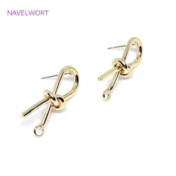 14K Gold Plated Post Earring Fittings Stainless Steel Needle Irregular Knot Shape Stud Earring DIY Jewelry Making Accessories