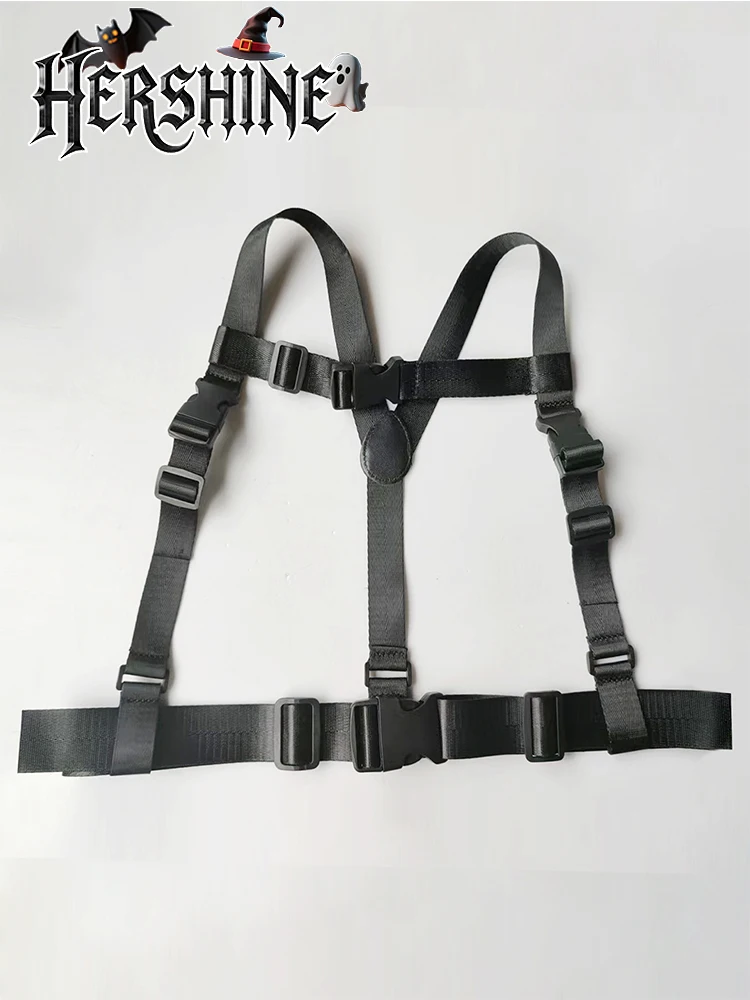 HERSHINE Plastic buckle double-sided extended canvas shoulder strap, Halloween accessory, dark style, punk style