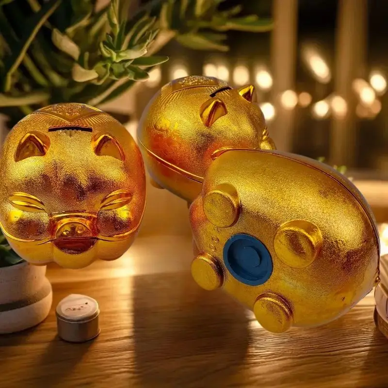 Half/Whole Duo 6 Inches Ample Golden Vault Child's Plastic Money Box Desk Embellishment Richness Luring Wedding Trim