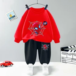 Spiderman Children's Clothing Sets Disney Boy Long Sleeved Tops and Sweatpants 2pcs Suit Kids Sweatshirt Set Autumn Tracksuit