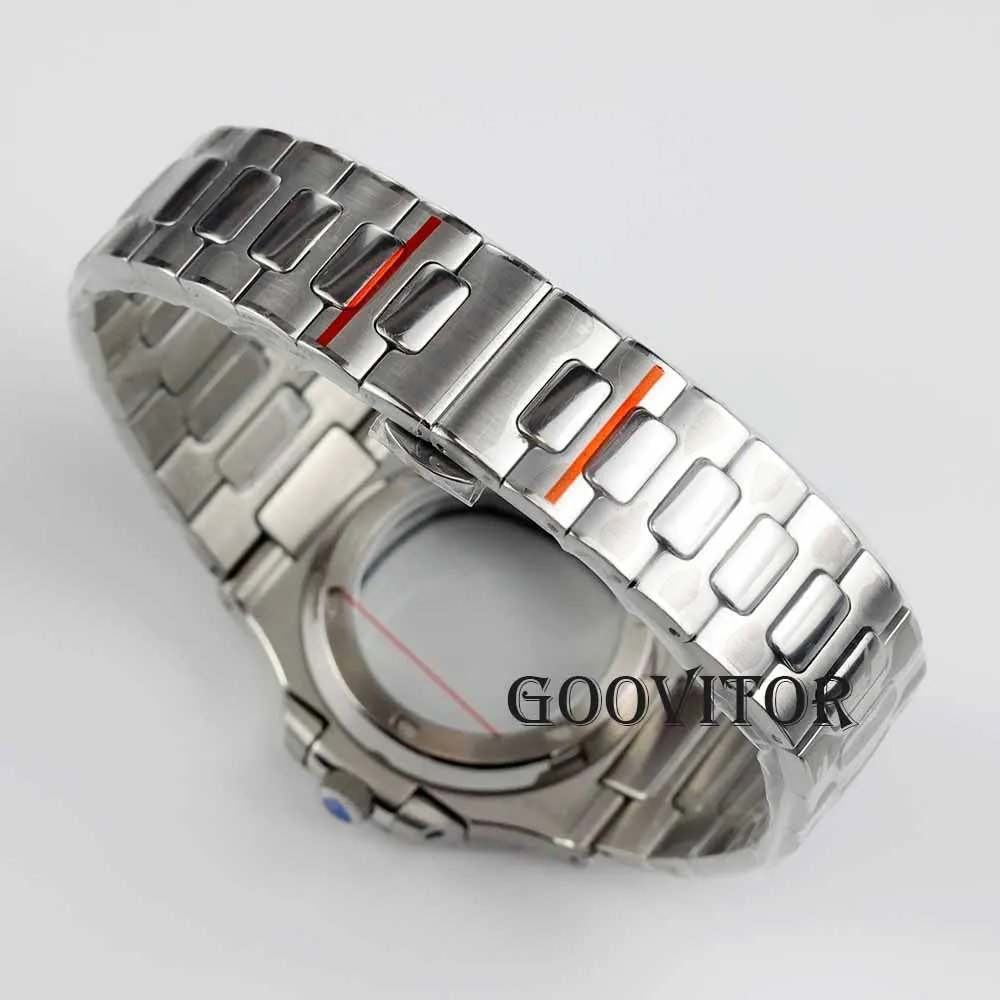 40mm square watch case and strap stainless steel waterproof for nautilus mod NH35 NH36 NH38 movement 29.8mm dial nh35 hands