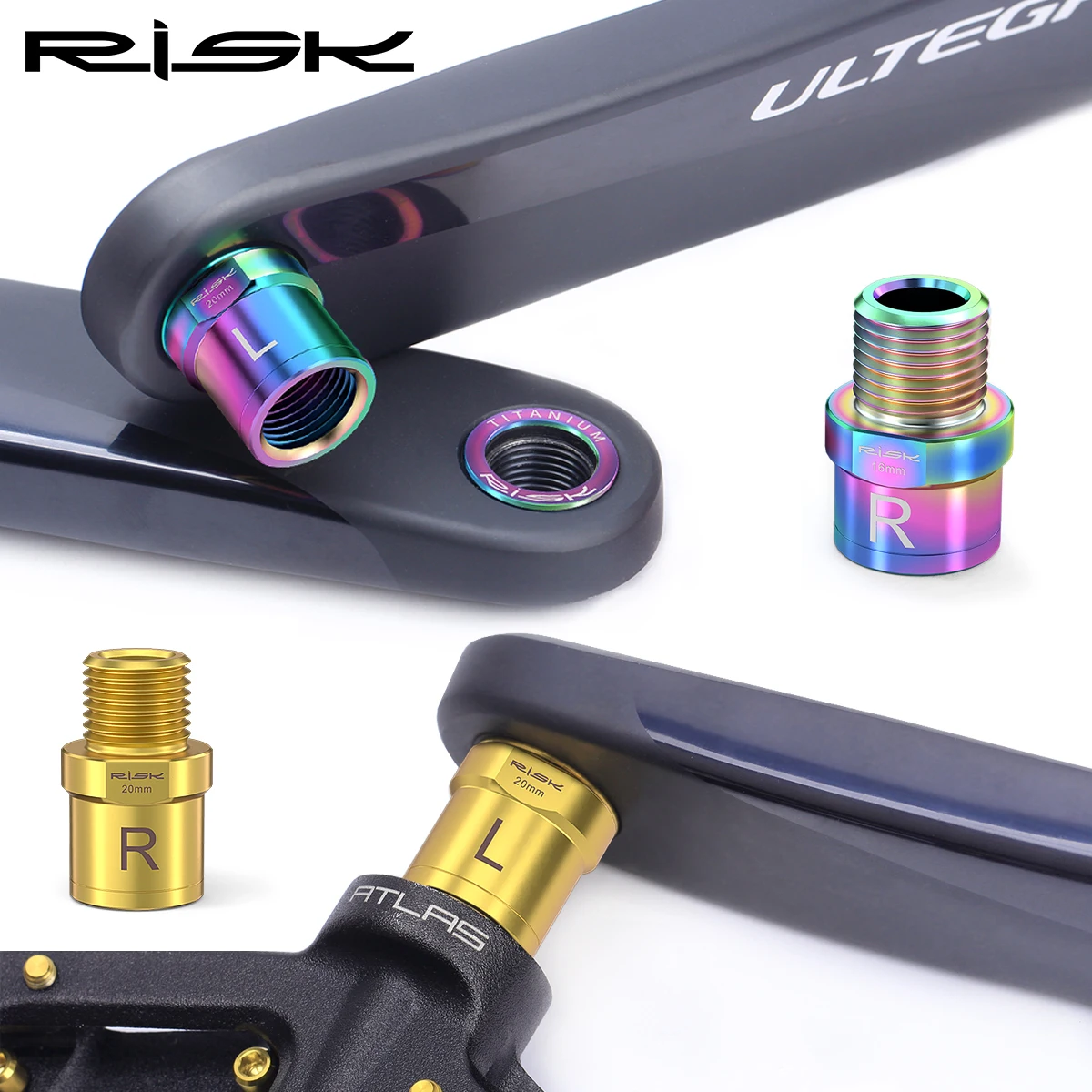 

Risk Titanium Alloy Pedal Extender for 9 16 Inch Bicycle Pedals, 16/20MM MTB Road BMX Bike Pedal Extended Adapter with Spacer