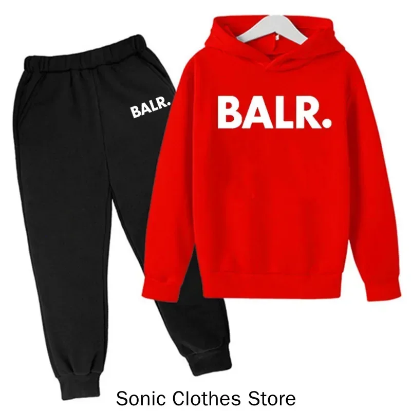 Brand Balr Kids Tracksuit Boys Girls Sweatshirt Sweatpants 2 Piece Suit Spring Autumn Children Hooded Sets Fashion Casual Hoodis