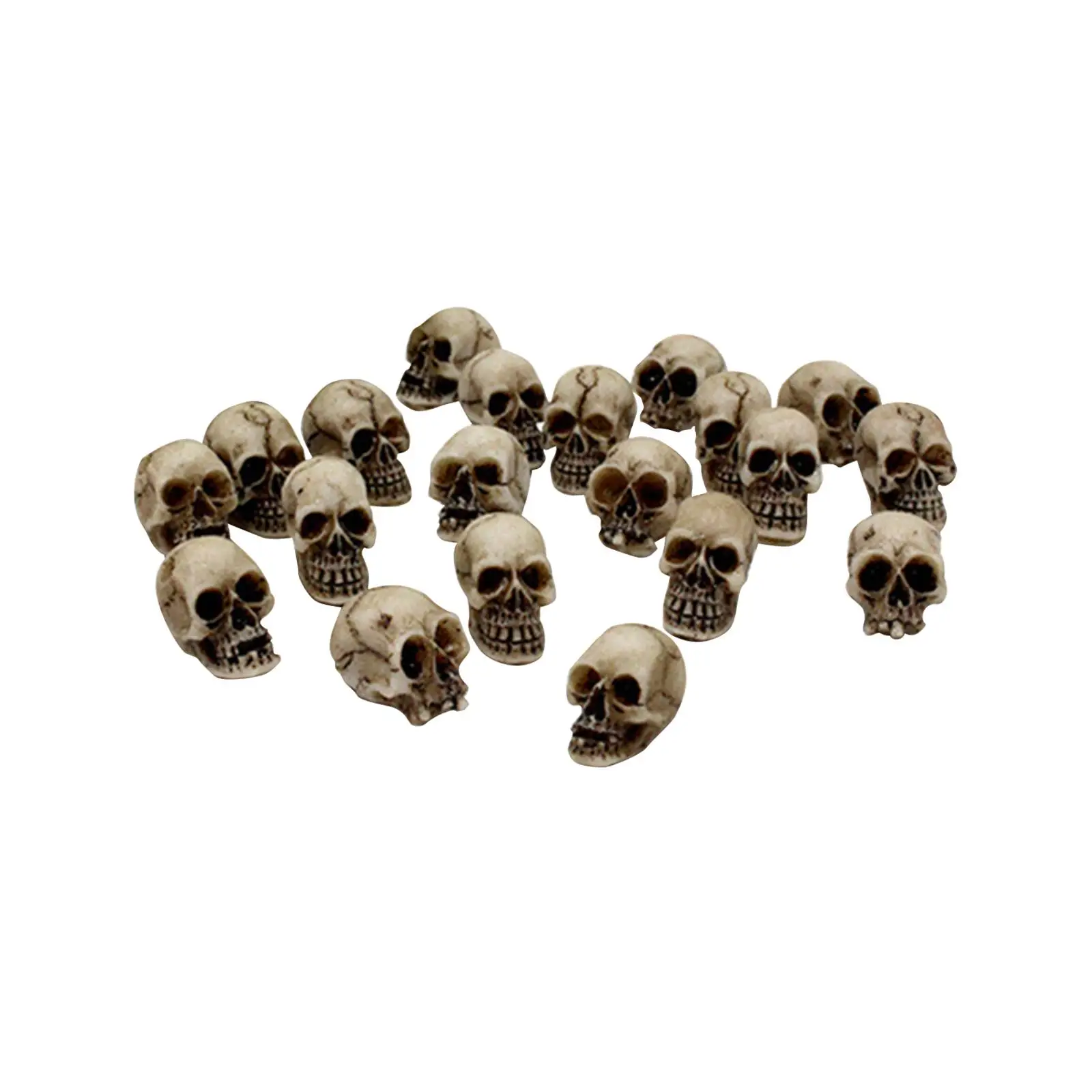 20Pcs Mini Skulls Set Modern Skeleton Head Statue for Halloween Home Desk