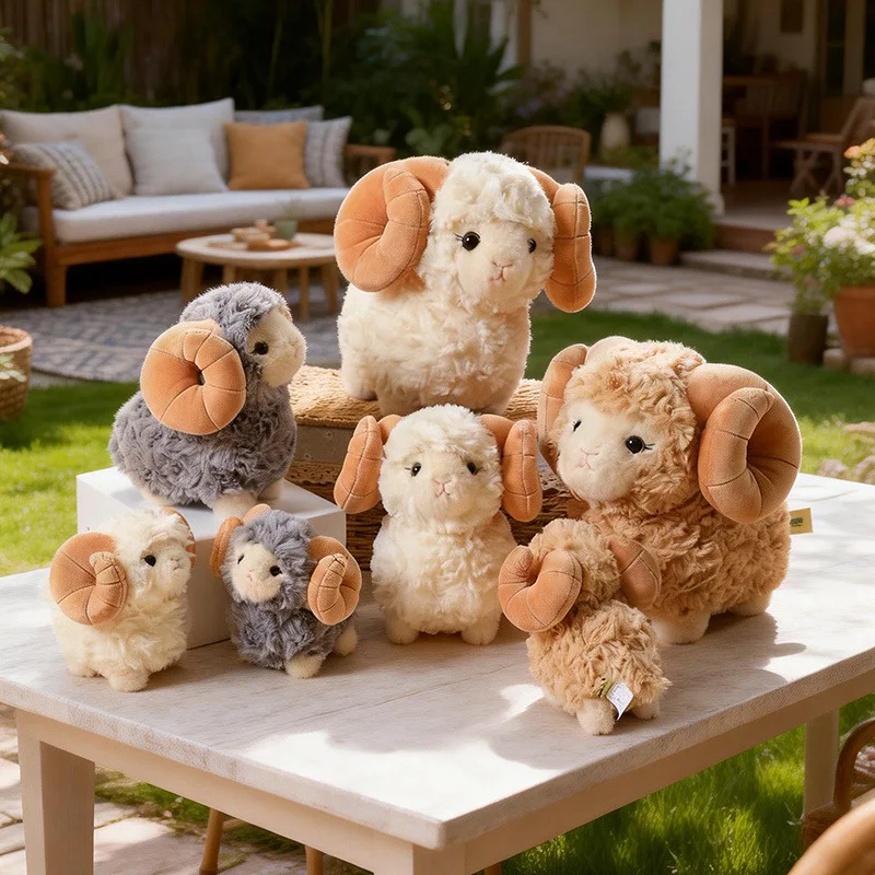

16-30cm Kawaii Soft Fluffly Bighorn Sheep Plush Toy Cartoon Stuffed Animals Cute Ovis Canadensis Doll for Kids Girls Gifts Decor