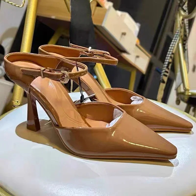 Ankle Strap Woman High Heels Pumps Elegant Shallow Mouth Luxury Office Lady Shoes 2025 Spring Party Dress Slingbacks Stilettos