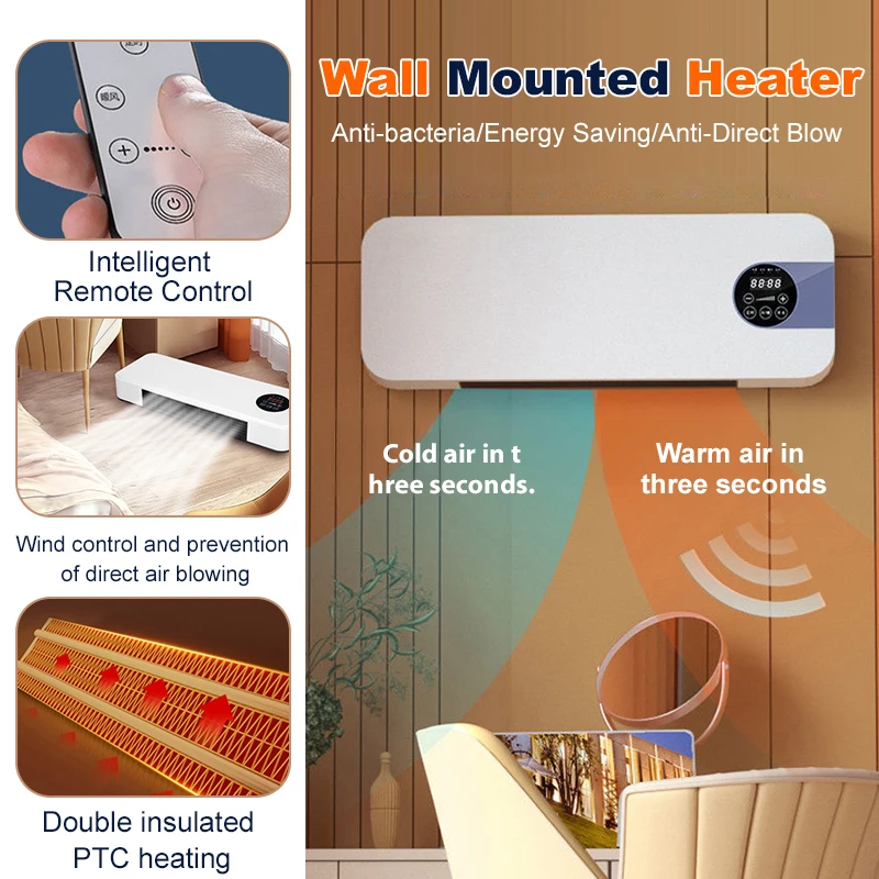 Household Wall Mounted AIR Conditioner PTC Heating Cold and Warm Dual-purpose Intelligent Remote Control Heater