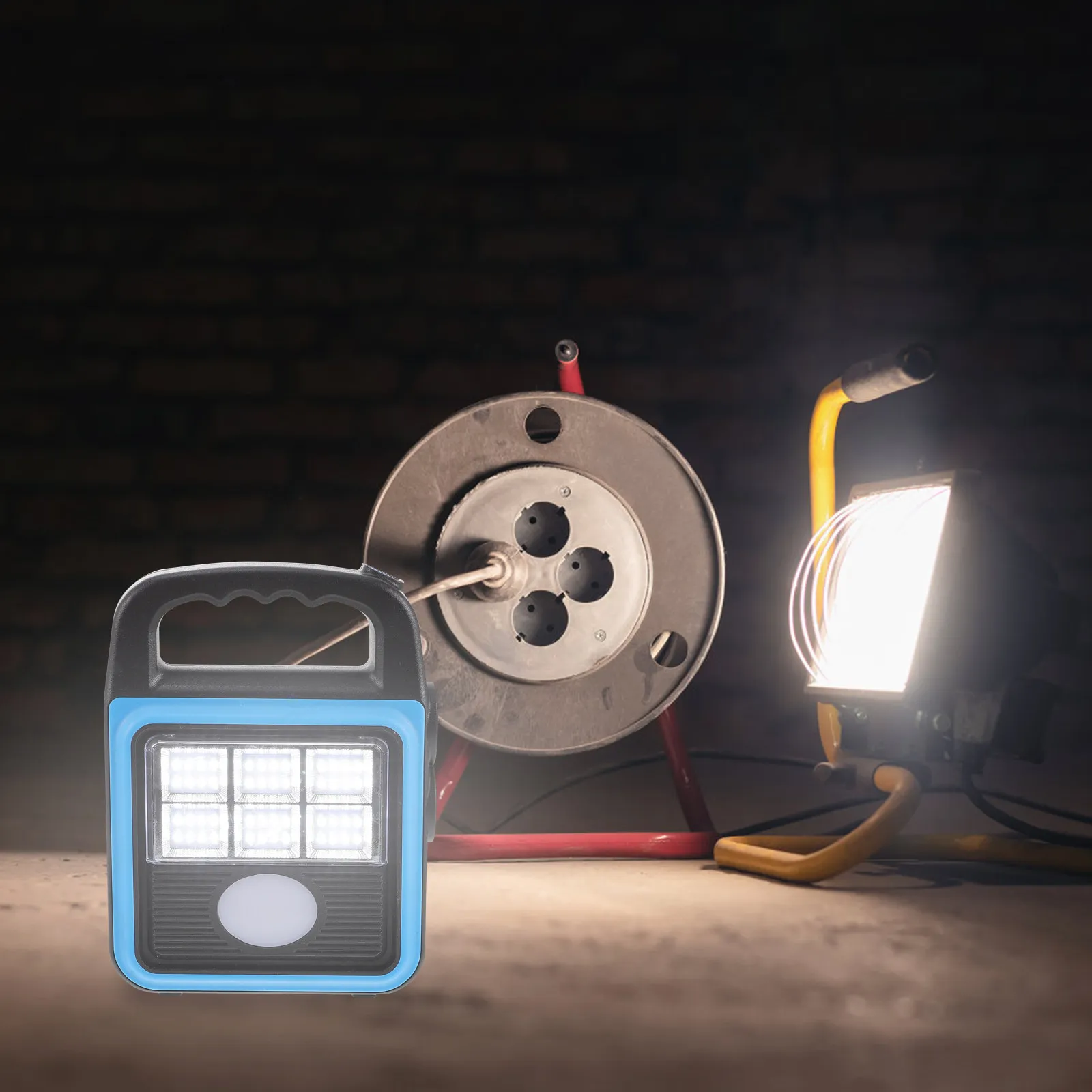 Rechargeable Work Light Adjustable Solar Working Outdoor Portable Blue Emergency LED