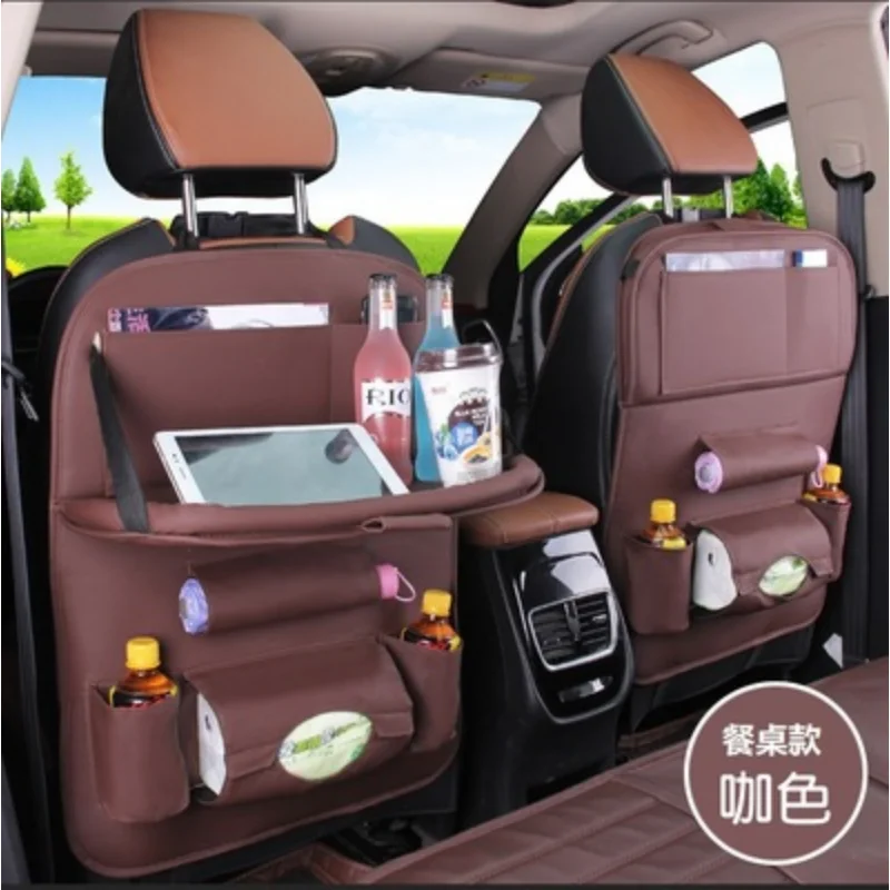 Organizer per schienale per seggiolino auto, portaoggetti, vassoio da tavolo pieghevole, set di coperture protettive per riporre oggetti da viaggio, borsa in pelle PU, accessori auto