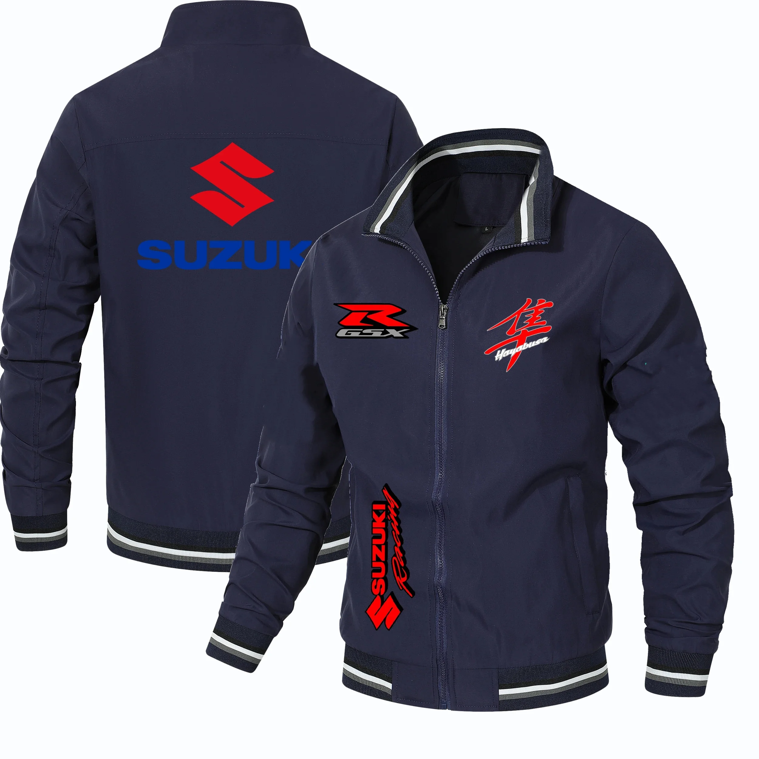 スズキ-クラシック-メンズ-ジャケット、オートバイ-f1-レーシング-ロゴ、ユース自転車アウトドア-レジャー-オートバイ、ノスタルジック-スタイル-ファッション-ジャケット