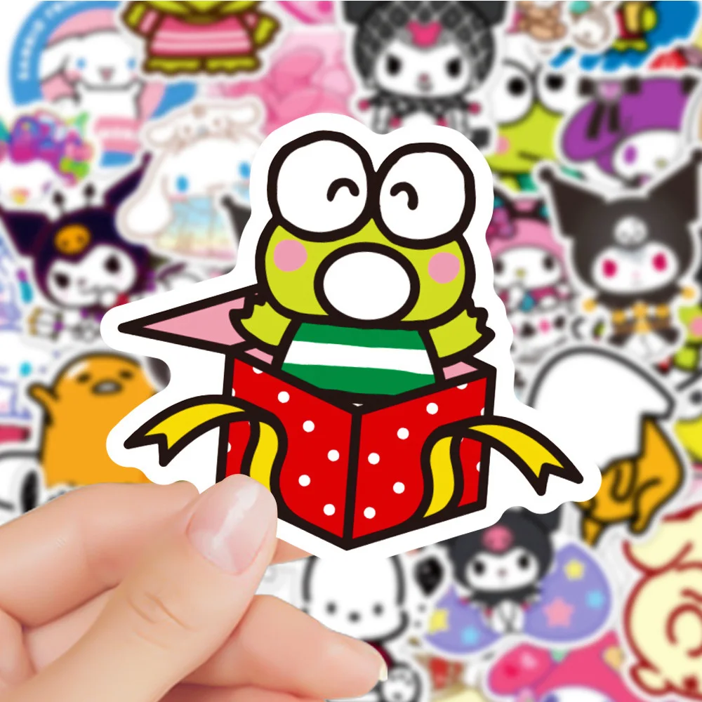 10/30/50pcs Mixed Sanrio Kuromi Pochacco Stickers Hello Kitty Cinnamoroll Decal Laptop Skateboard Suitcase Car Sticker for Kids