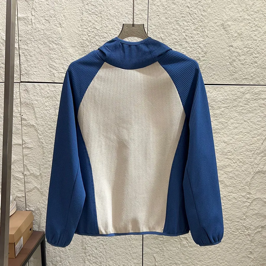 Unisex Mountain-Style Color-Block-Kapuzenpullover – Atmungsaktives Waffelstrick-Langarmshirt für Outdoor-Wanderungen & Radfahren – Detail 3
