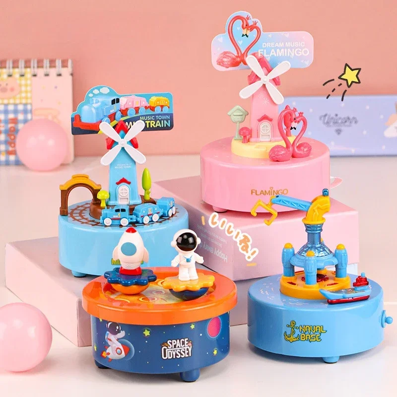 Home Tabletop Decorations Wind-up Revolving Musical Box Rotating Music Boxes Birthday Valentine Gift