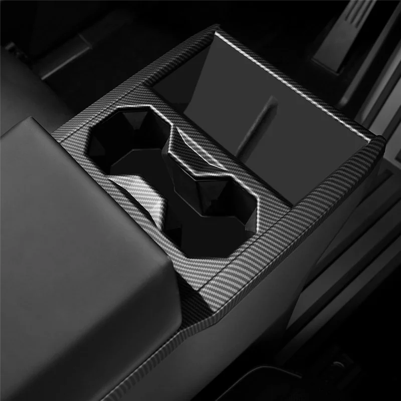 

2024 2025 For Tesla Cybertruck Accessories Matte Carbon Fiber Center Console Cup Holder Panel Trim