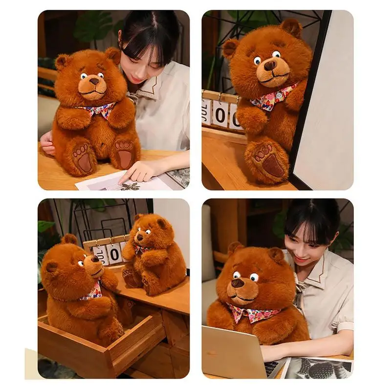 ตุ๊กตาหมีตุ๊กตาสัตว์สีน้ําตาลตุ๊กตาหมีตุ๊กตาหมีตุ๊กตาสะสมการ์ตูน Sleeping Soothing ตุ๊กตาเด็ก Huggable Companion สําหรับ