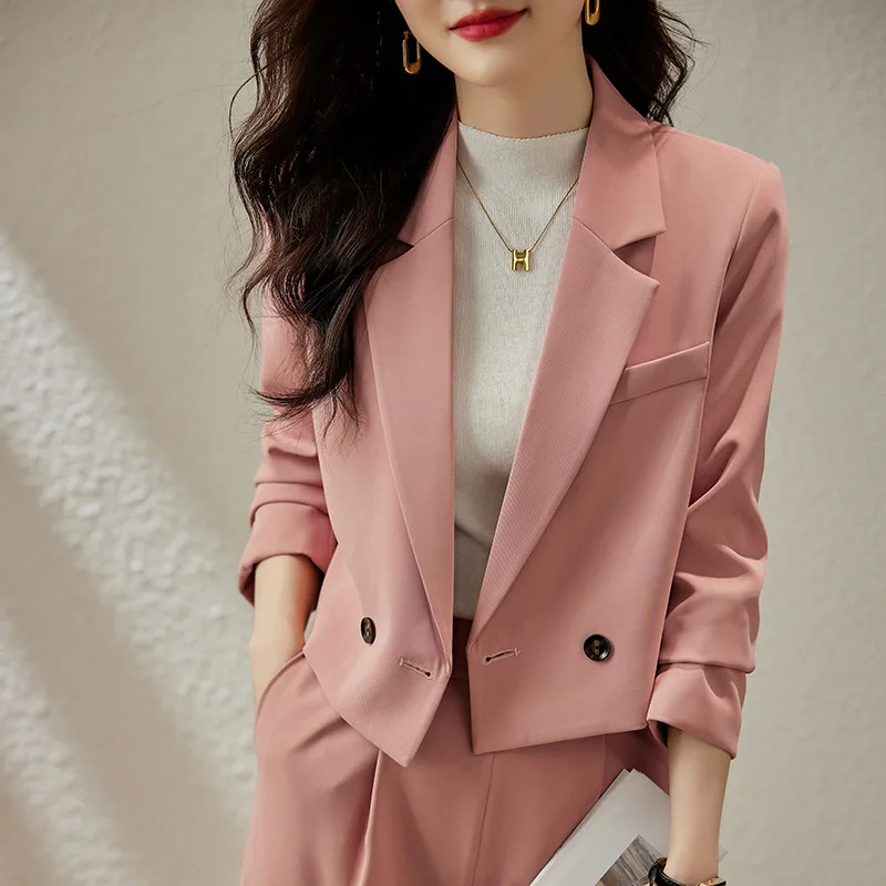 Pant Suits Women Korean Fashion Temperament Commuter Office Lady Occupation Loose Blazer Jacket Straight Pants 2pcs Matching Set