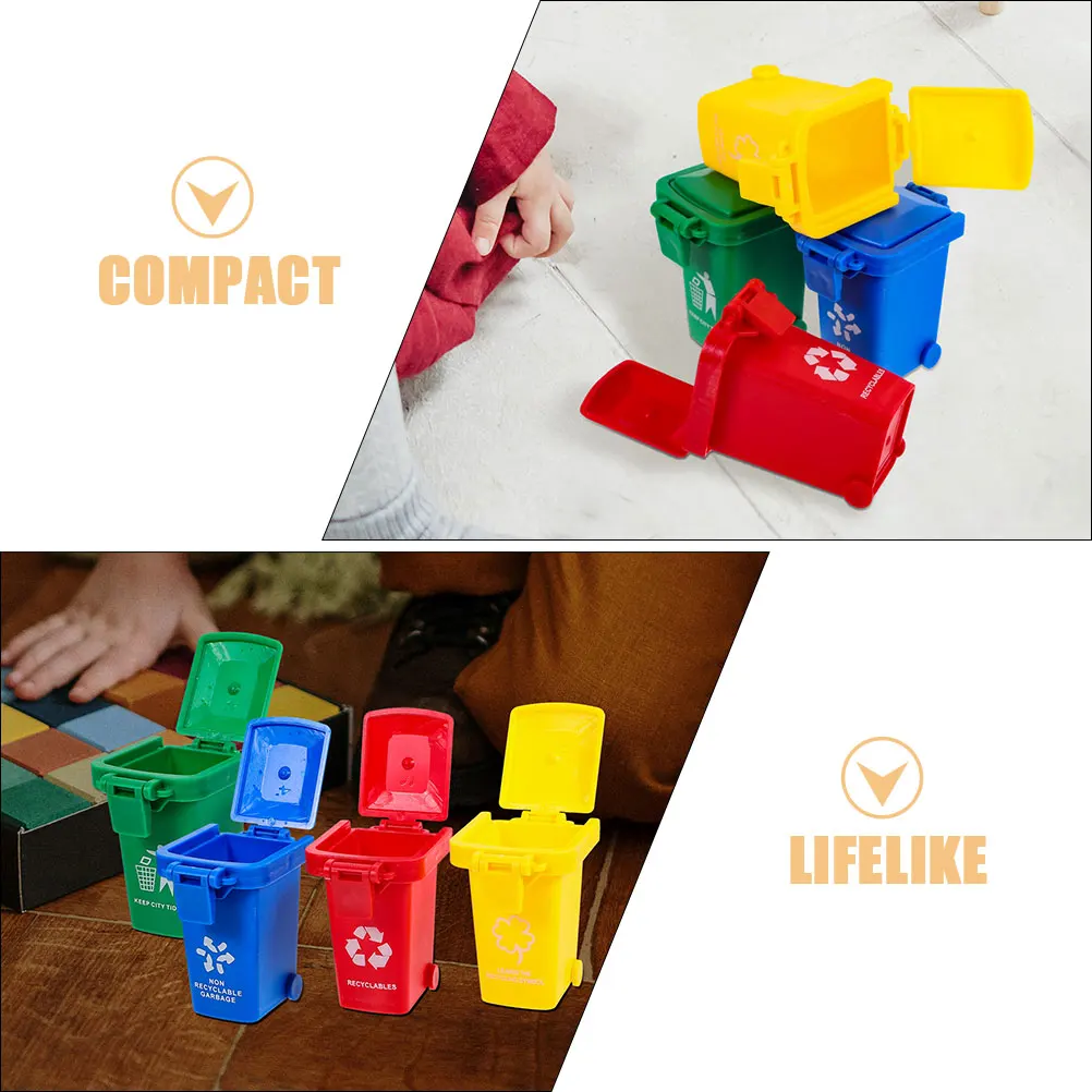 

8 Pcs Flip Lid Sliding Mini Trash Can Office Desk Desktop Toy Trashcan Waste Basket Plastic Bin Toddler Container