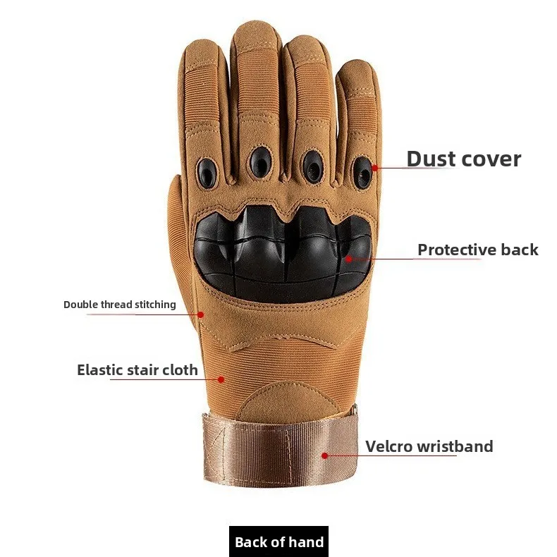 Tactical Full Finger Gloves, Men's Soft Shell Protective Palm Pads, Touch Screen Combat Training, and Combat Operations