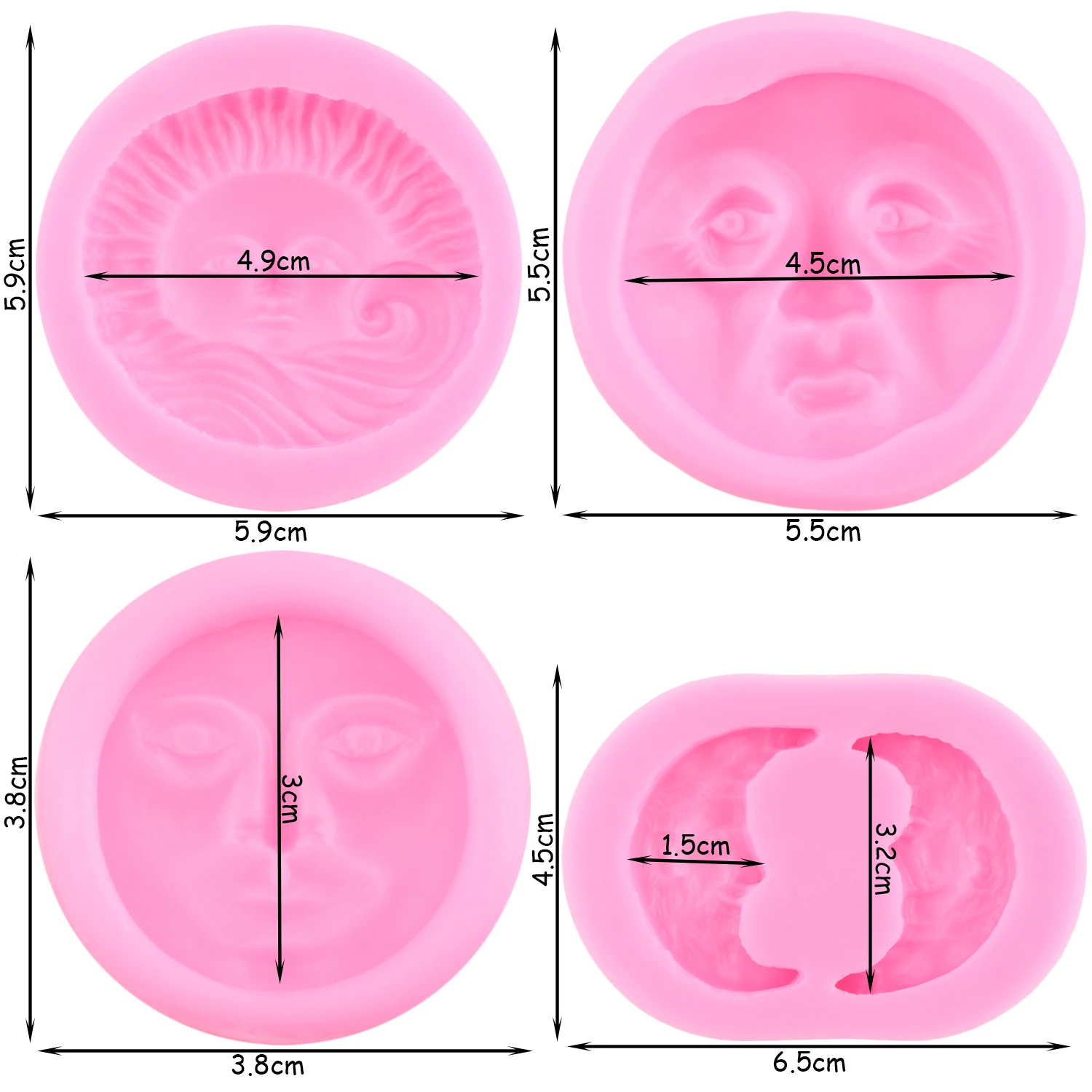 DIY Moon Face Silicone Mold Sun Face Fondant Molds Cake Decorating Tools Chocolate Gumpaste Mould Candy Resin Clay Moulds