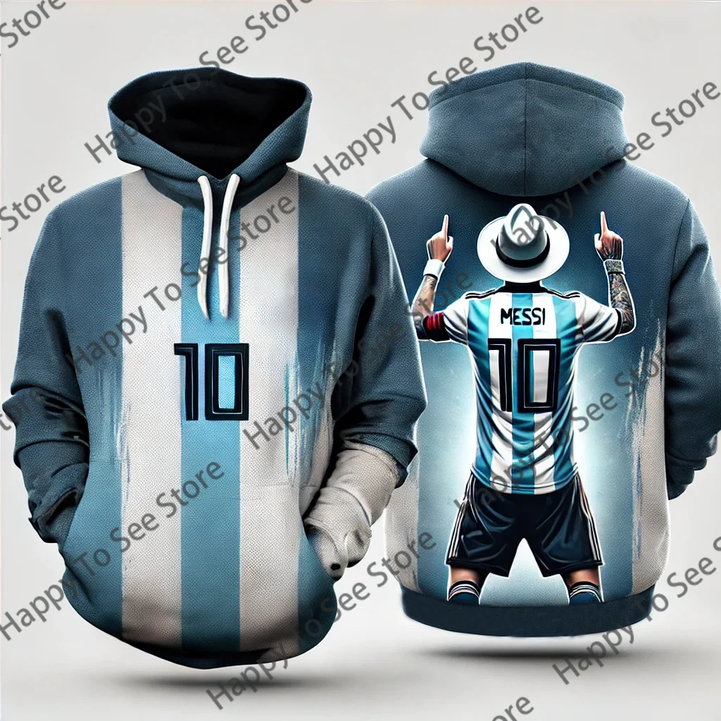 Sports Outdoor Football Training Spring Fall Top Children Adult Sweatshirt 3d Long-Sleeved Hoodie Loose Sports Pullover Ai Messi