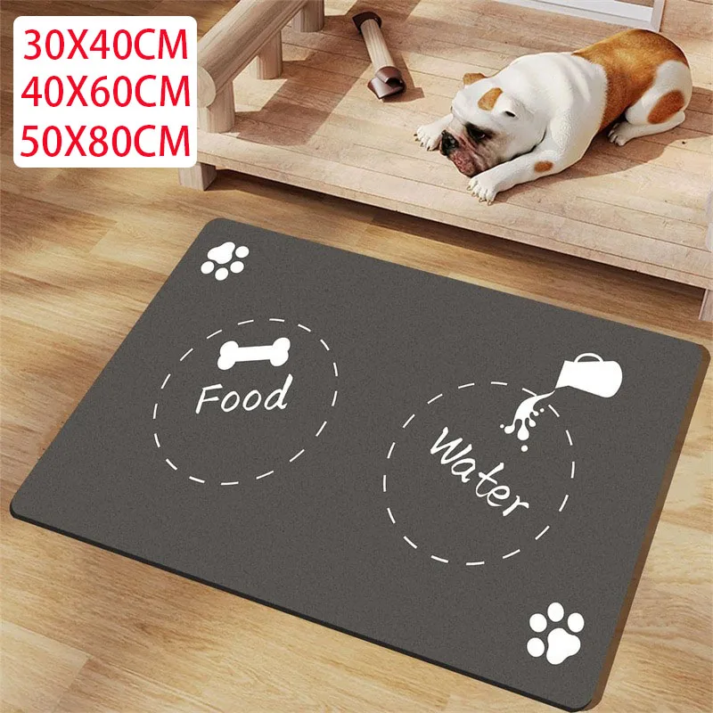 Pet Feeding Mat For Dogs Food Bowl Pad Drinking Feeding Placemat Quick Dry Waterproof Floor Mats For  Dog Cat  Feeder Bowl Pad