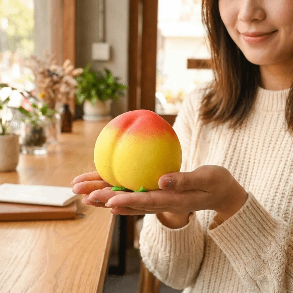 Soft Squeeze Peach Slow Rising Squeezable Peach Shaped Fruit-Shaped Squishy Slow Rising TPE Material Anti-Stress