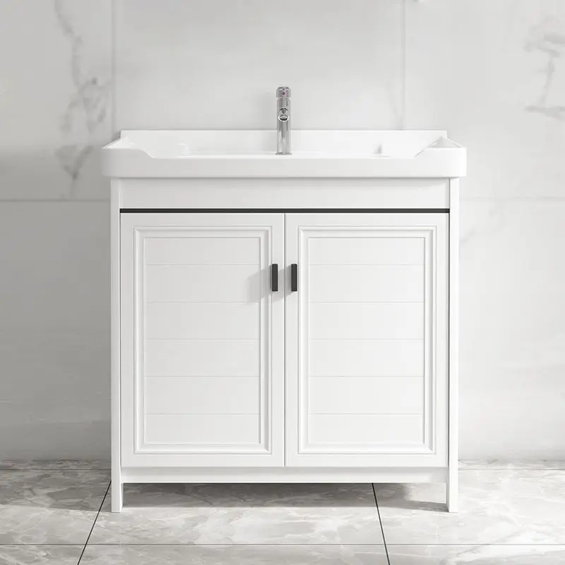 

Floor-standing bathroom cabinet washbasin balcony washbasin cabinet combination space aluminum ceramic basin bathroom washbasin