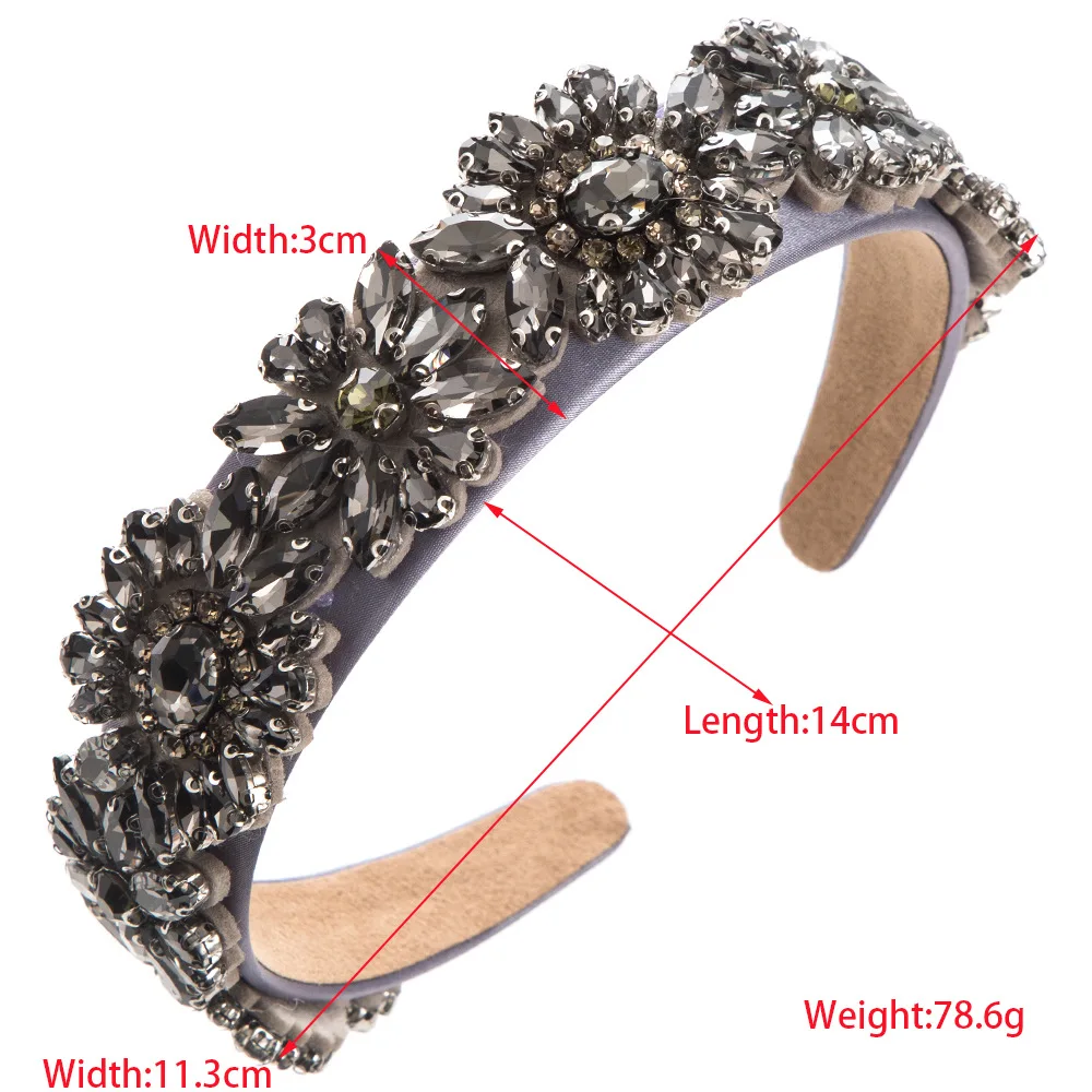 New retro baroque heavy industry full diamond headband femininity versatile fashion high sense glass drill band